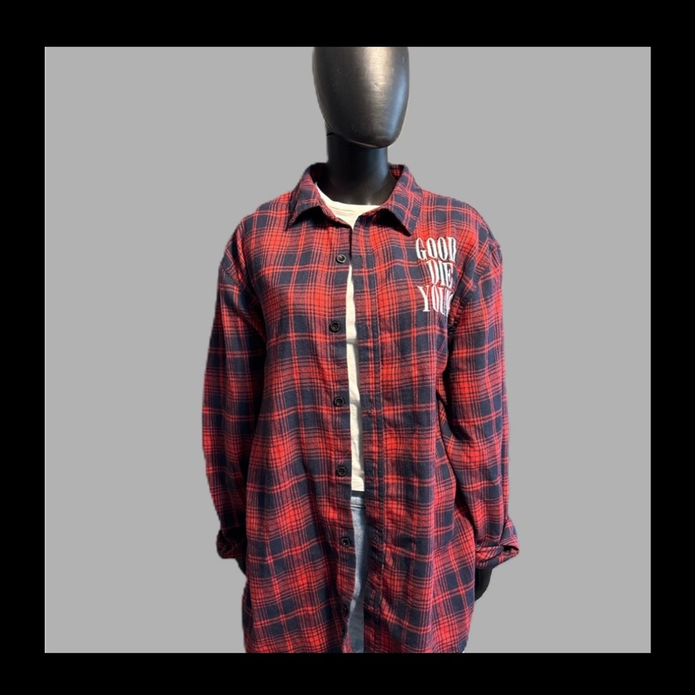 Plaid Red and Black Casual Button Down Shirt - Picture 5 of 5